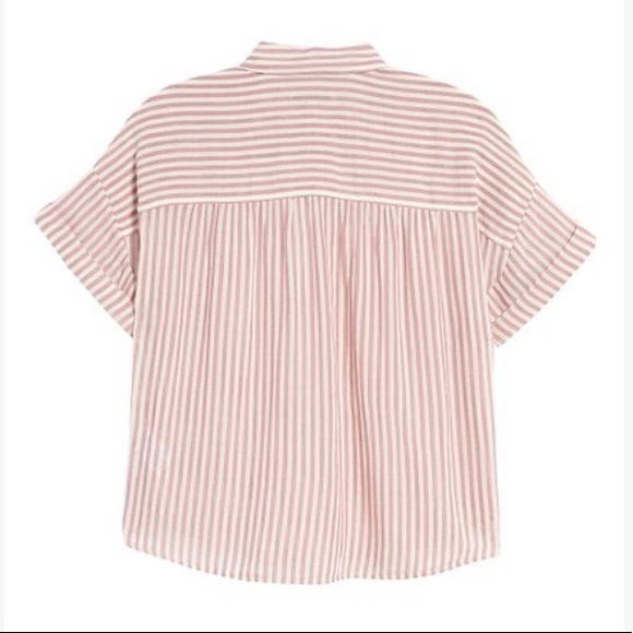 NWT Madewell button down shirt red pink stripe - Picture 2 of 2